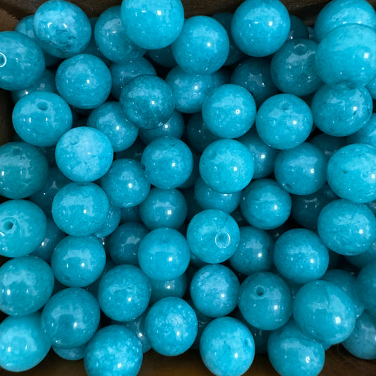 Aquamarine 10mm round bead 40 pcs with string kit