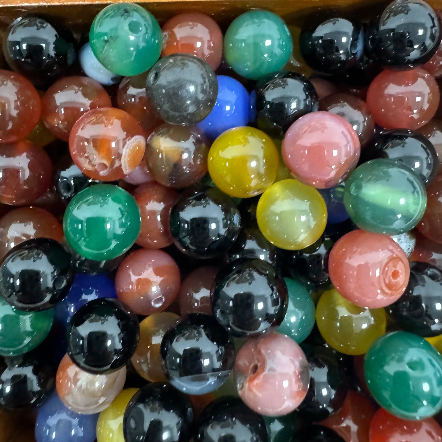Rainbow agate 10mm round bead 40 pcs with string kit